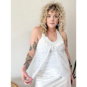 Vintage 70s 80s White Lace Babydoll Top